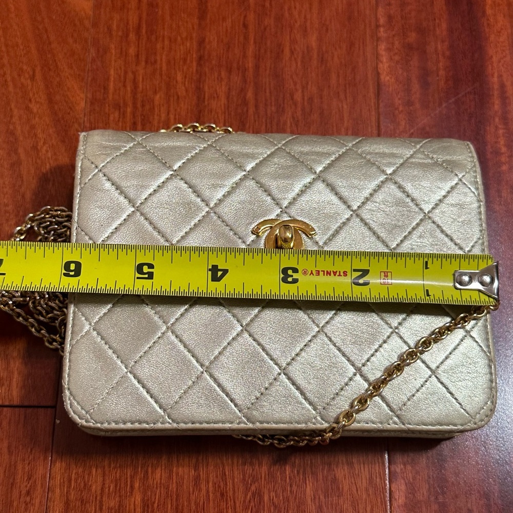 Vintage Chanel mini CF Flag WOC Gold Wallet waist bag clutch 3 in 1 - Picture 13 of 15